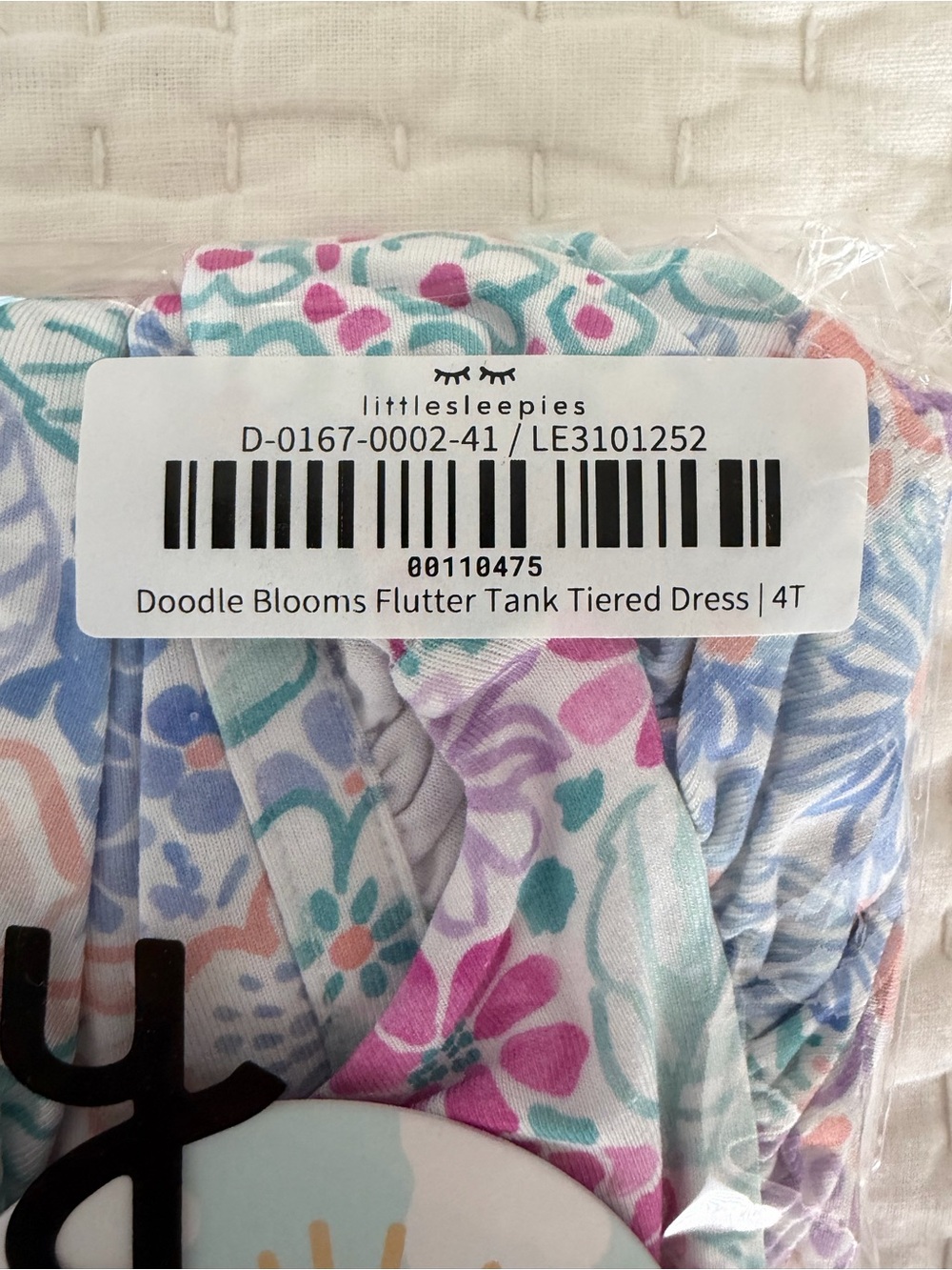 NIB Little Sleepies PLAY Bamboo Doodle Blooms Flutter Tank Tiered Dress 4T - Picture 2 of 3